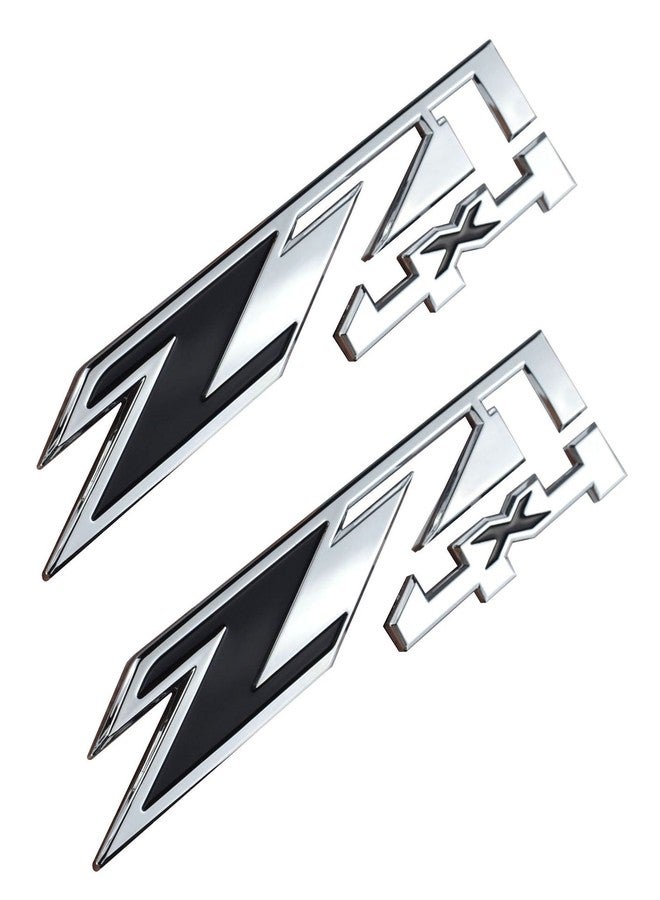 Aimoll 2pcs Z71 4x4 Emblems Replacement for GMC Chevy Silverado Sierra Tahoe Suburban New 1500 2500 3500 Decal (Chrome Black1) - Image 1